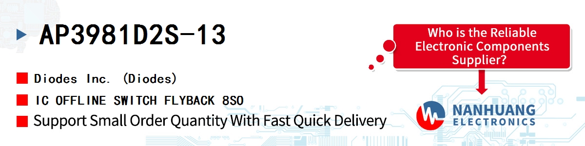 AP3981D2S-13 Diodes IC OFFLINE SWITCH FLYBACK 8SO