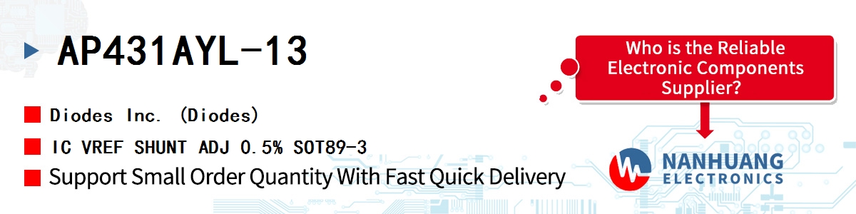 AP431AYL-13 Diodes IC VREF SHUNT ADJ 0.5% SOT89-3