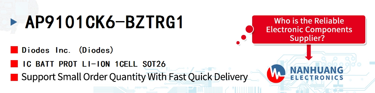AP9101CK6-BZTRG1 Diodes IC BATT PROT LI-ION 1CELL SOT26