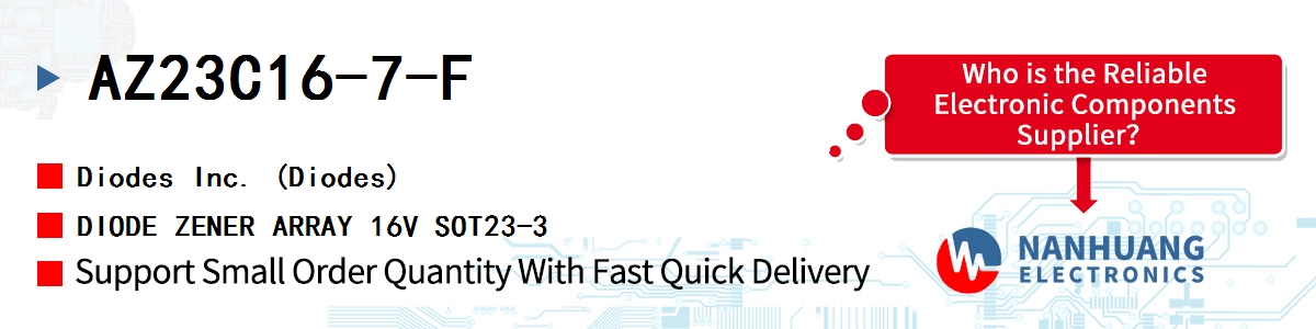 AZ23C16-7-F Diodes DIODE ZENER ARRAY 16V SOT23-3