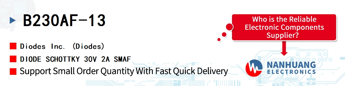 B230AF-13 Diodes DIODE SCHOTTKY 30V 2A SMAF