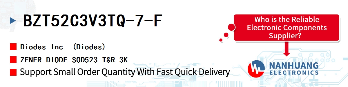 BZT52C3V3TQ-7-F Diodes ZENER DIODE SOD523 T&R 3K