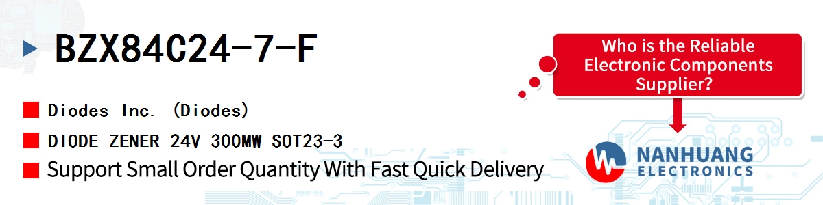 BZX84C24-7-F Diodes DIODE ZENER 24V 300MW SOT23-3