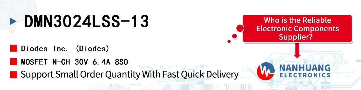 DMN3024LSS-13 Diodes MOSFET N-CH 30V 6.4A 8SO