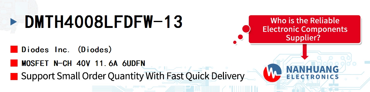 DMTH4008LFDFW-13 Diodes MOSFET N-CH 40V 11.6A 6UDFN
