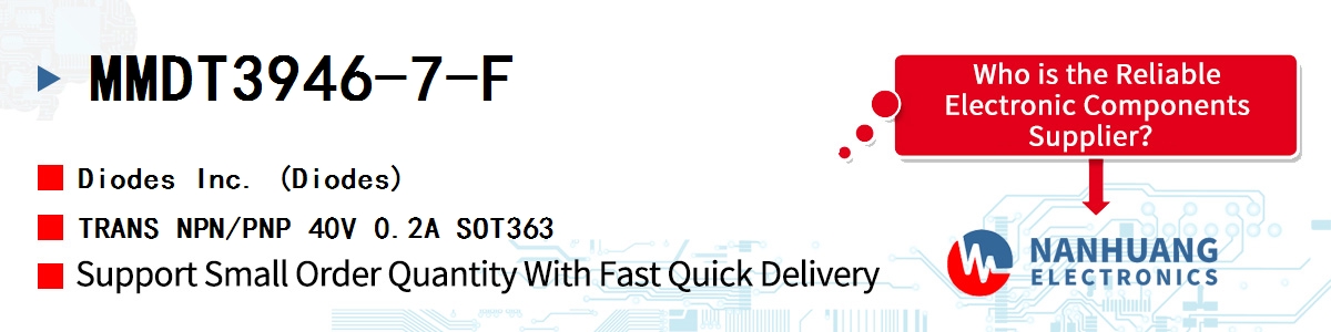 MMDT3946-7-F Diodes TRANS NPN/PNP 40V 0.2A SOT363