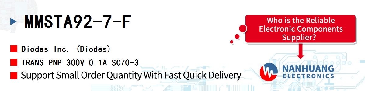 MMSTA92-7-F Diodes TRANS PNP 300V 0.1A SC70-3