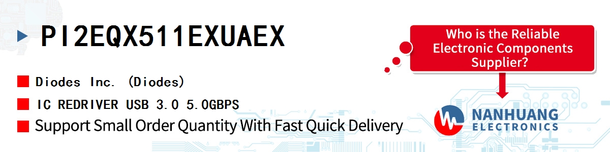 PI2EQX511EXUAEX Diodes IC REDRIVER USB 3.0 5.0GBPS