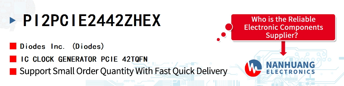 PI2PCIE2442ZHEX Diodes IC CLOCK GENERATOR PCIE 42TQFN