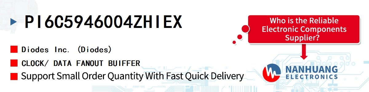 PI6C5946004ZHIEX Diodes CLOCK/ DATA FANOUT BUIFFER