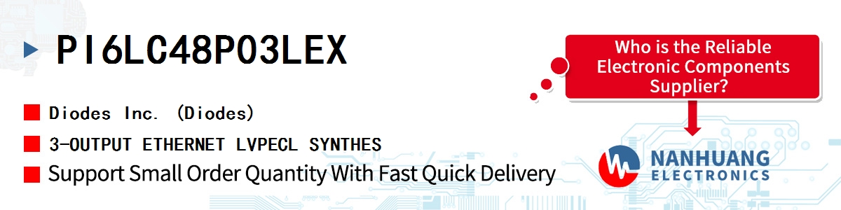 PI6LC48P03LEX Diodes 3-OUTPUT ETHERNET LVPECL SYNTHES