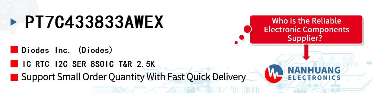 PT7C433833AWEX Diodes IC RTC I2C SER 8SOIC T&R 2.5K