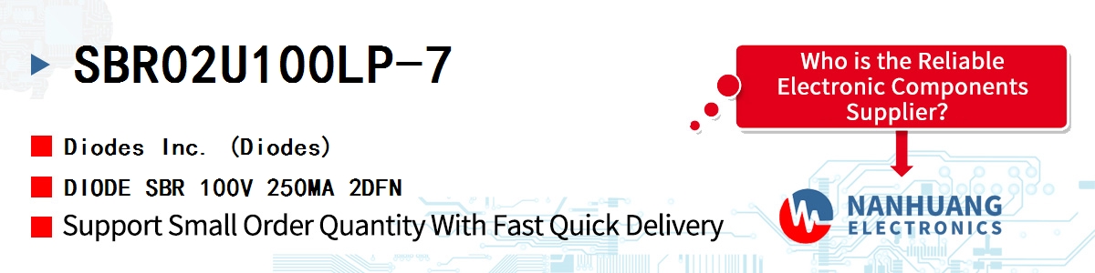 SBR02U100LP-7 Diodes DIODE SBR 100V 250MA 2DFN
