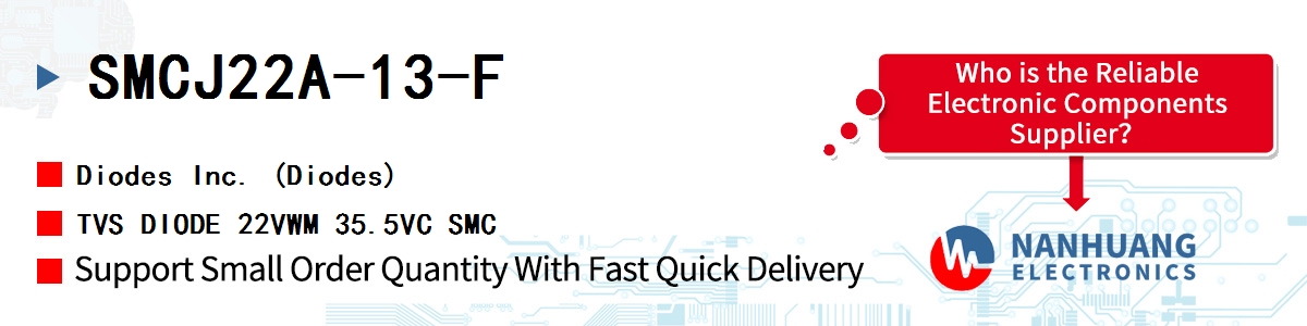 SMCJ22A-13-F Diodes TVS DIODE 22VWM 35.5VC SMC
