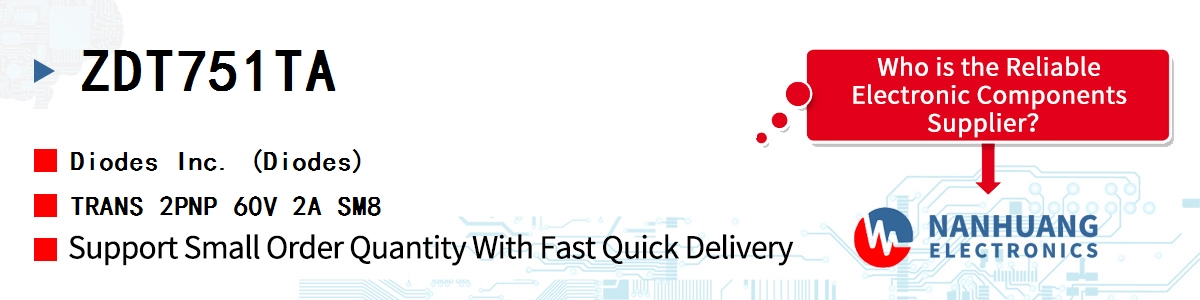 ZDT751TA Diodes TRANS 2PNP 60V 2A SM8